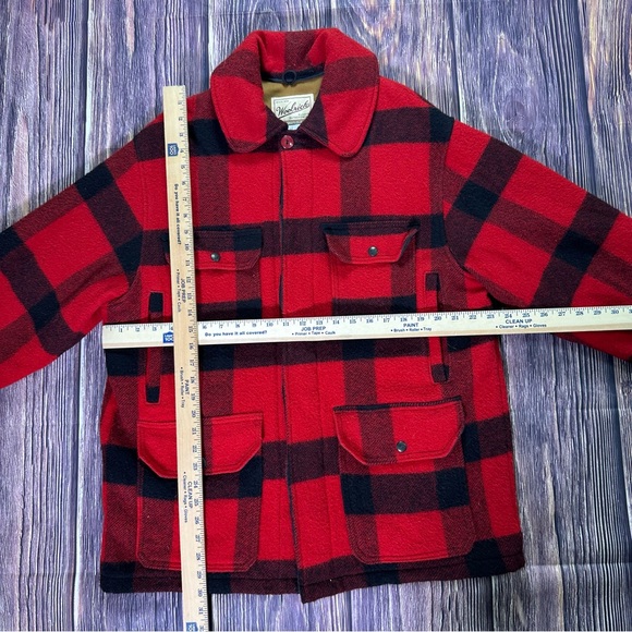 Vintage WOOLRICH Mackinaw 504 Buffalo Plaid Wool Jacket Mens lined Hunting Coat - Picture 6 of 9